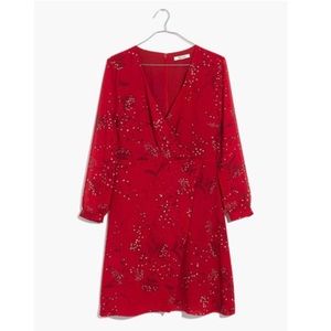 NEW Madewell Hazelwood Faux Wrap Mini Dress size 8 Red